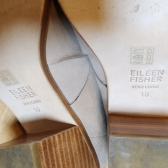 Eileen Fisher Nubuck Leather Beige Square Toe Block Heel Ember Booties Size 10 - Picture 2 of 16